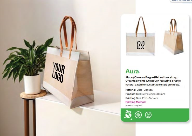 Aura - 11531 ( Juco-Canvas bag with leather strap )