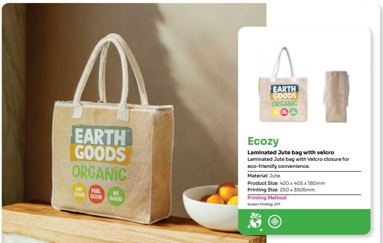 Ecozy - 11533 ( Laminated jute bag with velcro )