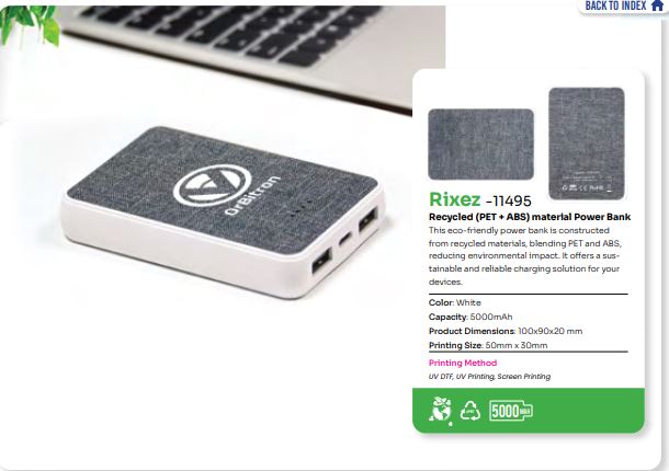 Rixez - 11495 ( Recycled PET+ABS material power bank )